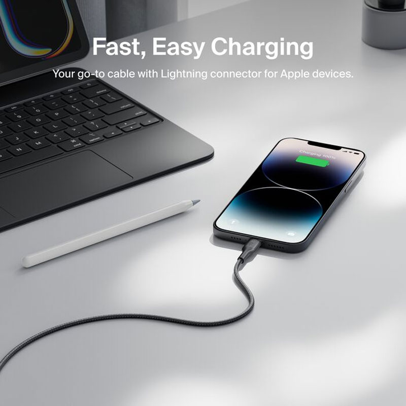 Belkin BoostCharge Pro Braided USB-A Cable with Lightning Connector (1 Meter)